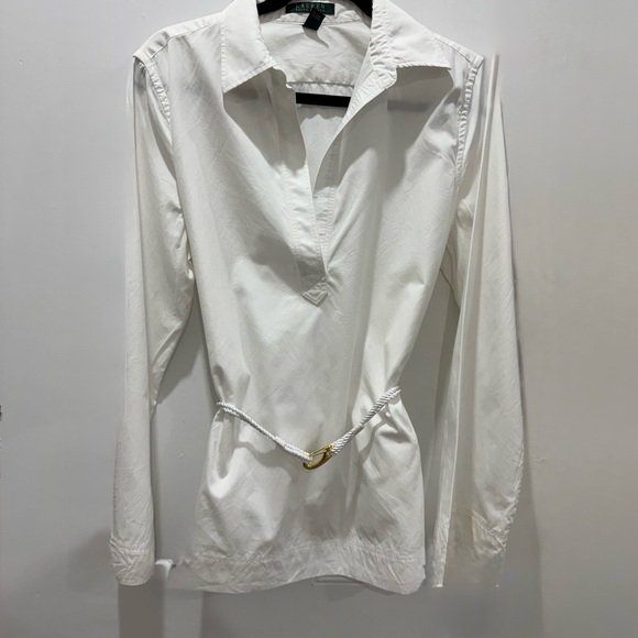 Ralph Lauren Tops - Ralph Lauren White Belted Long Sleeve Tunic